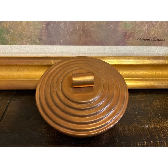 Made in USA Vintage Copper Covered Dish Round by Quincy Craftsmen  Marked 7" - Picture 10 of 12